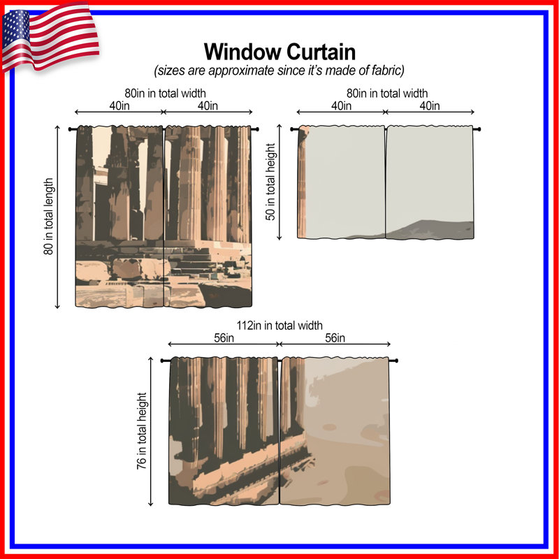 Rideaux de fenêtre Parthenon, 40in x 50in - 2 panels, Transparent