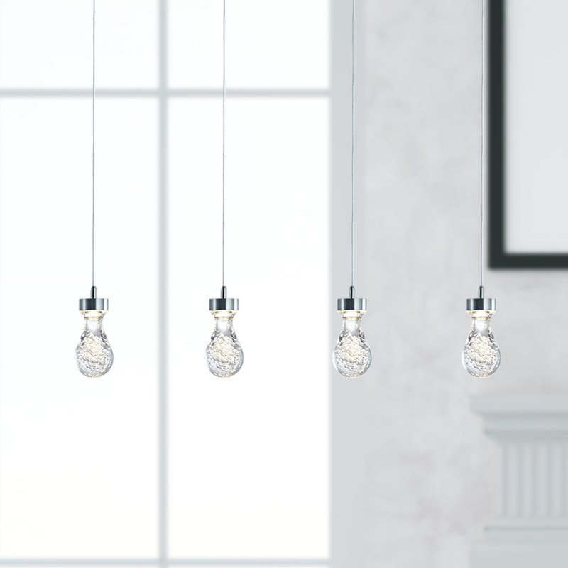Luminaire suspendu 4 lumières à DEL Atoka, Nickel