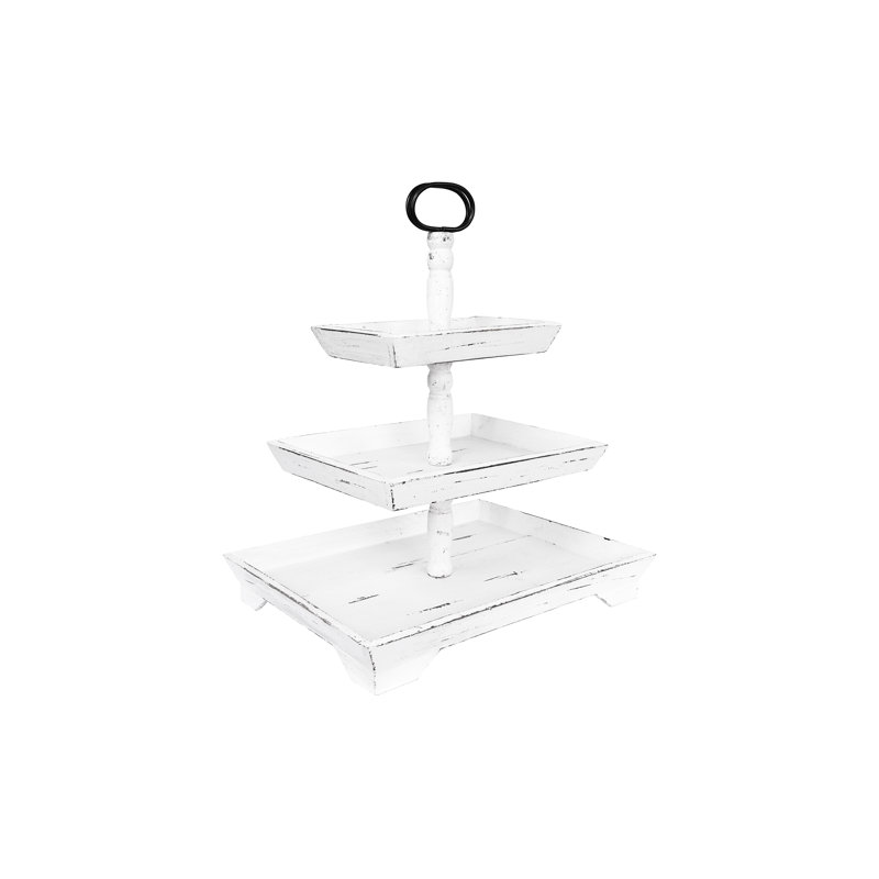 Wood Tiered Stand, White
