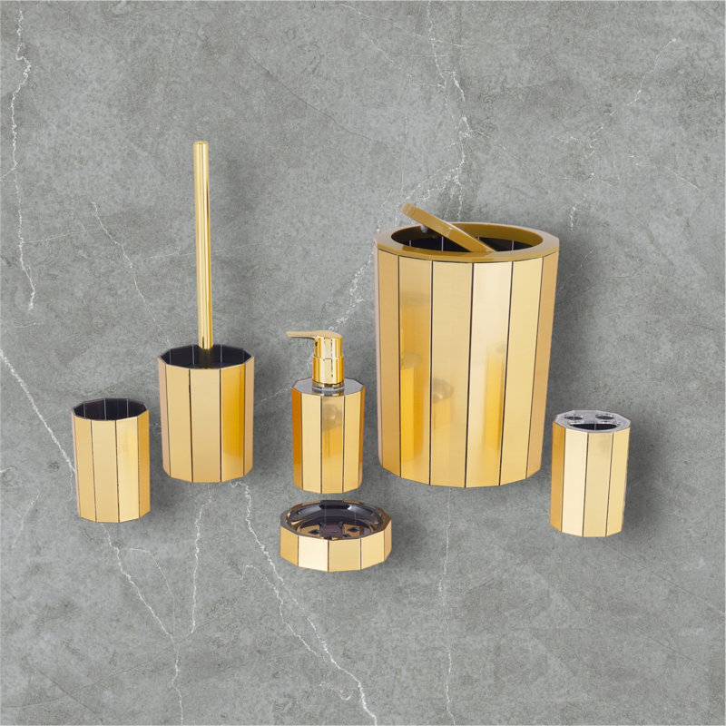 Shamise Bathroom Accessory Set, Gold