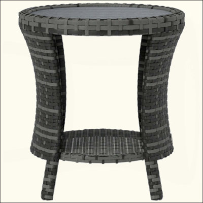 Table d'appoint d'extérieur, table basse d'extérieur en osier