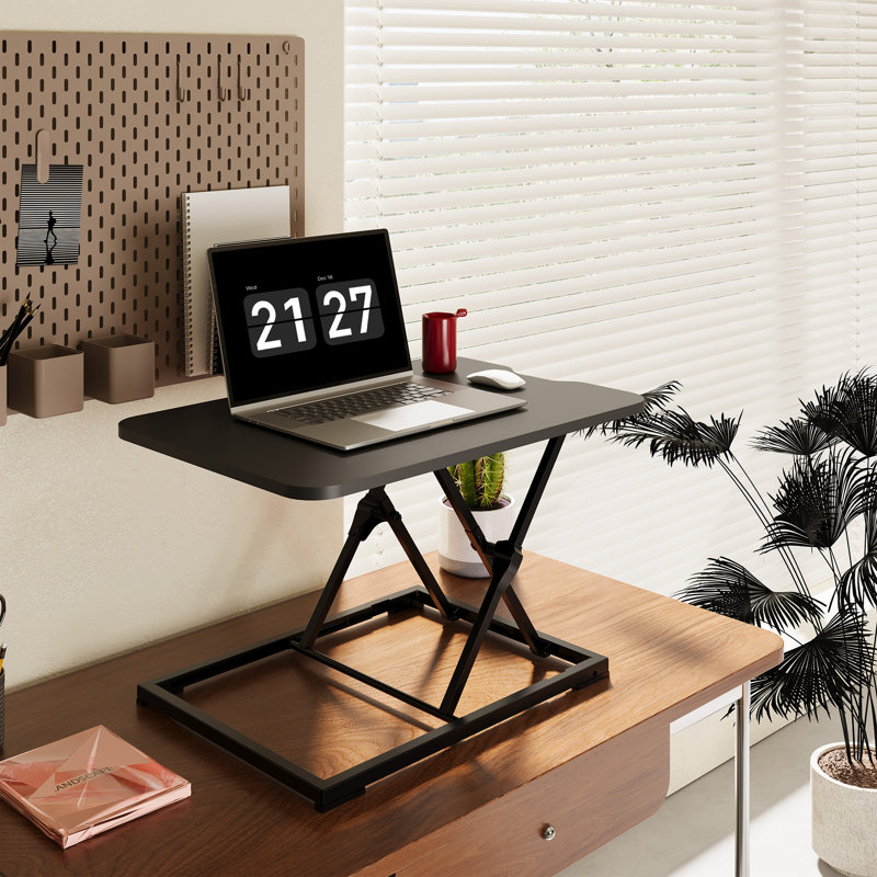 Inbox Zero 27Inch Standing Desk Converter Ultra Low Profile Stand Up Desk Riser Height Adjustable Sit To Stand Laptop Riser Workstation