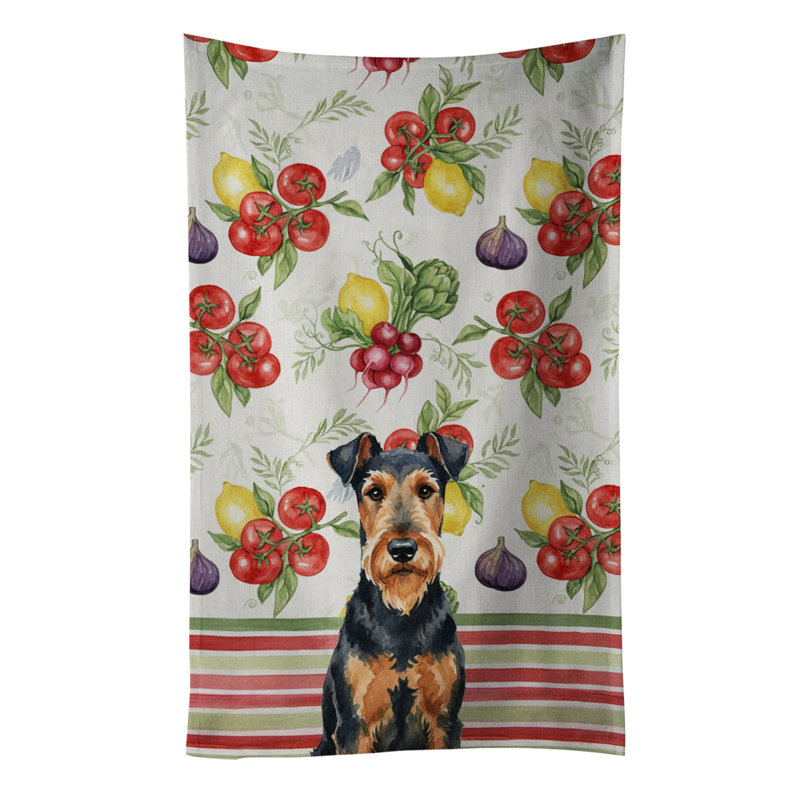 Airedale Terrier Vegetables Kitchen Towel, Airedale Terrier