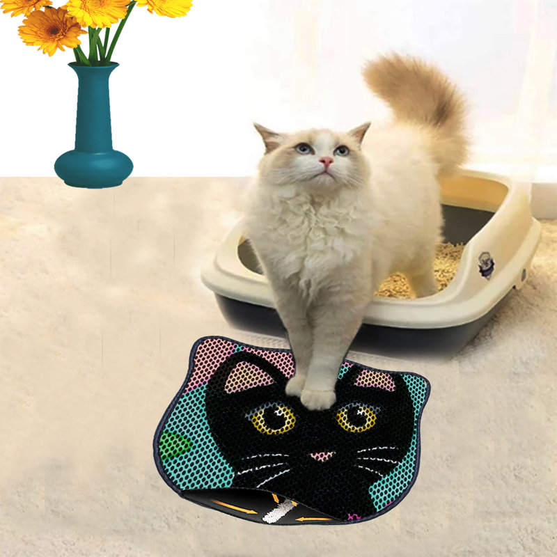 Durable Cat Litter Mat, 15.7 x 19.7 inches | 50% PVC / 50% Polyester, Machine Washable & Vacuum Friendly | Perfect for Easy Cleanup, Non-Slip Design to Keep Your Home Clean & Fresh, Ideal for Pet Owners