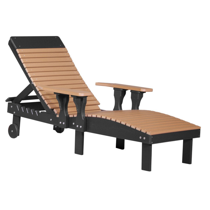 Chaise de patio inclinable Dicie, Cèdre/noir