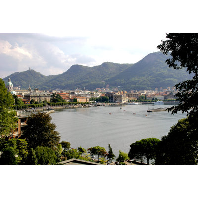 Lake Como With The City Around And Mountains In The Horizon by LuisPortugal - No Frame Print on Canvas