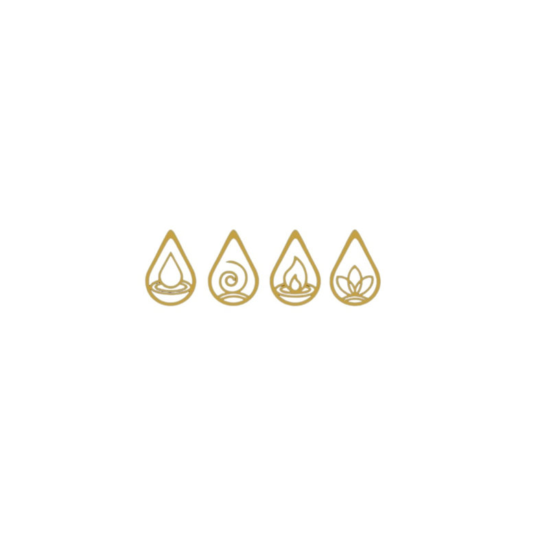 4 Piece Print, 30cm H x 30cm W, Gold