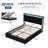 Queen Bed Frame with Lift Up Storage, Upholstered Velvet Bed with LED Lights & Power Outlets, Hydraulic Support, No Box Spring Needed, Black-2127325467-2127325466