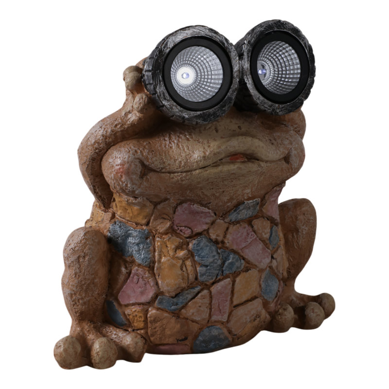 Sagebrook Home 12" Frog With Solar Goggles, Multi