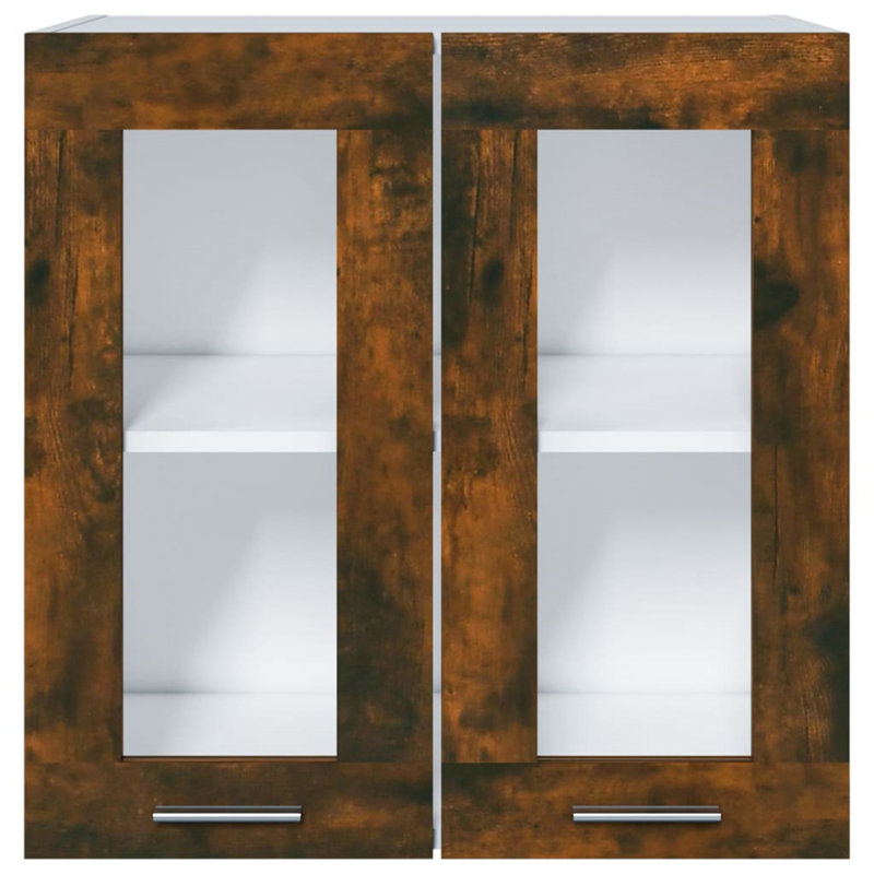Black Hanging Glass Cabinet 60X31x60 Cm, Rustic Brown