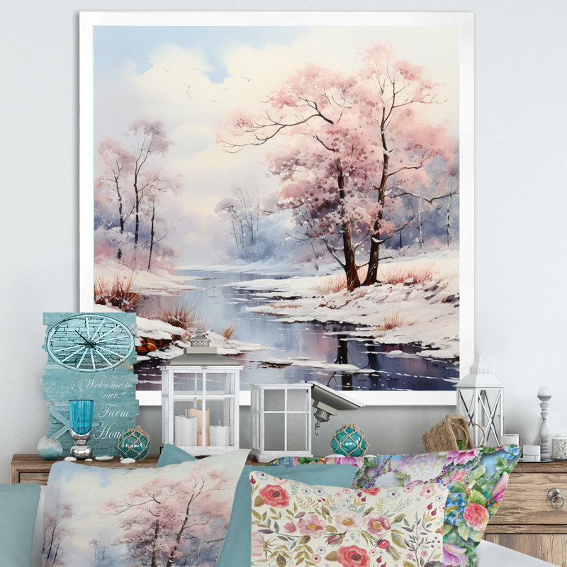 «Winter Landscape Frosty Morning II», reproduction sur toile, H 36 po x l 36 po x P 1,5 po, Cadre simple blanc