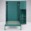 Twin Rotating Wall Murphy Bed with Bookshelf, Top Cabinet, Extendable Desk and Side Storage, Teal