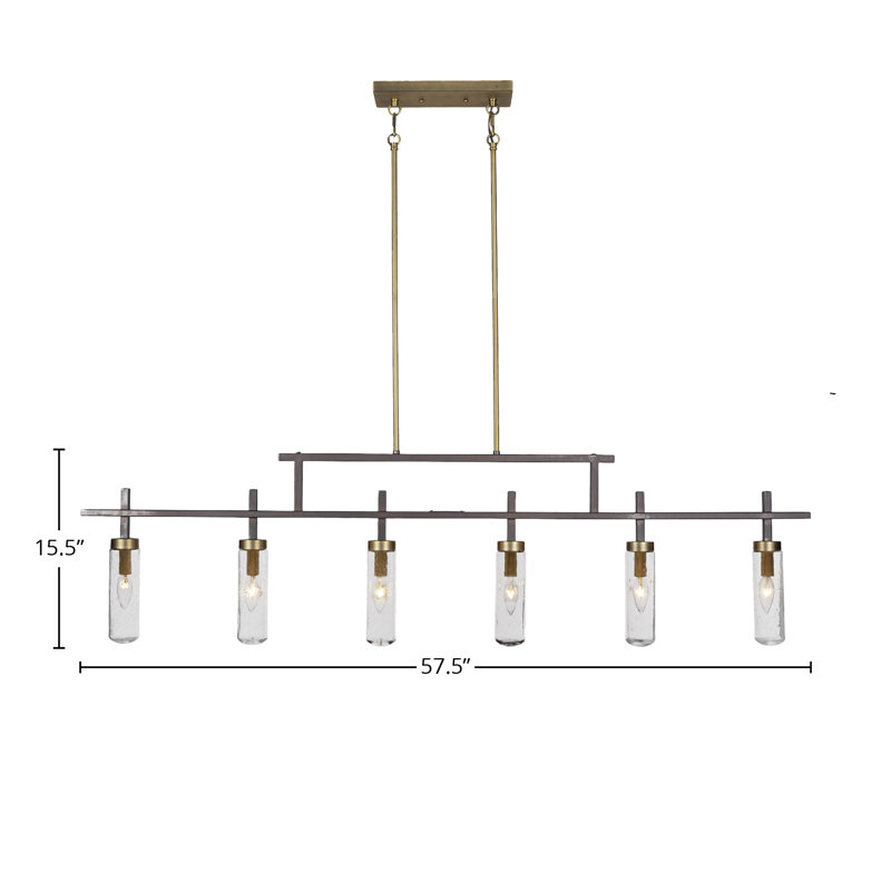Salinda 6 Light Bar, Clear Bubble, Matte Black/Brushed Nickel