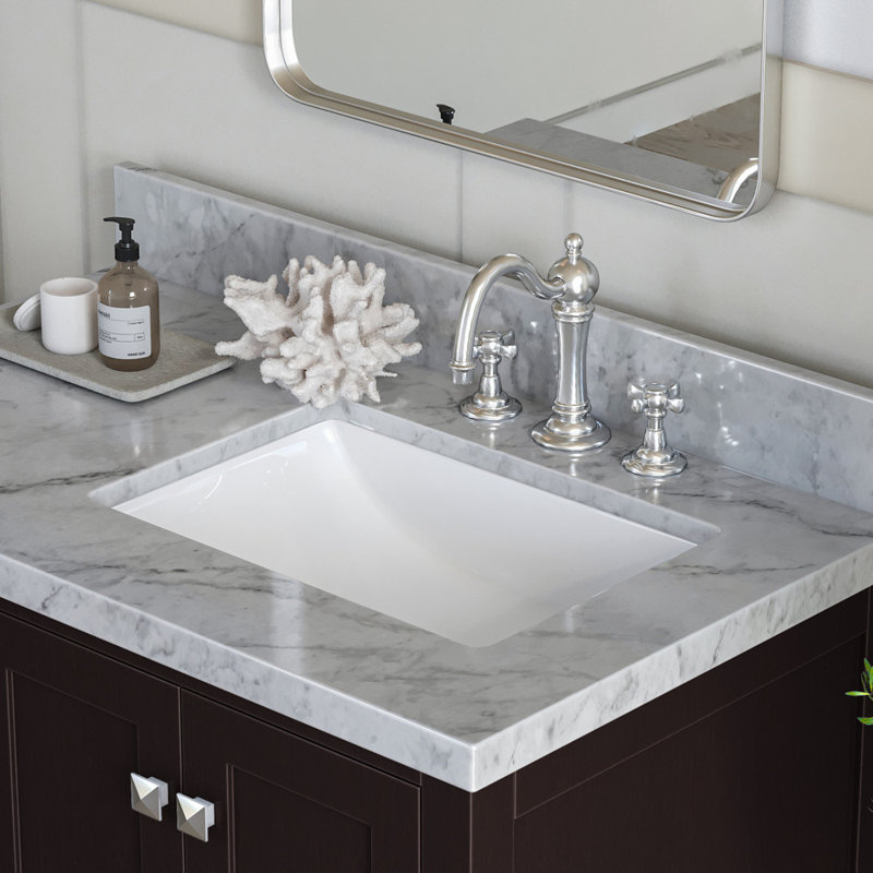 Cambridge 37'' W Single Vanity, Espresso, Carrara Marble, Brushed Nickel