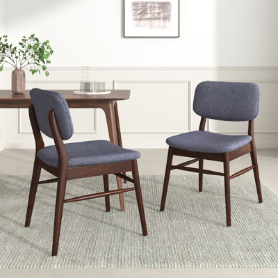 Chaises de salle à manger rembourrées de style Mid-Century avec structure en bois d'hévéa durable