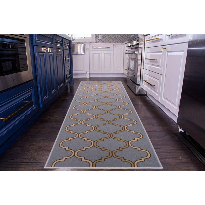 Tapis gris antidérapant à poils courts, Tapis de couloir 2 pi 2 po x 6 pi