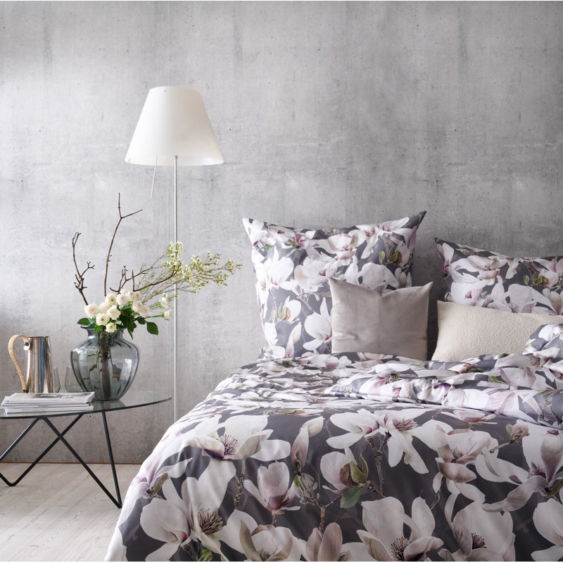 Hulin Satin Duvet Cover Set, Grey/Brown/Blue, 135cm x 200cm