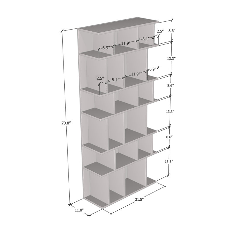 Sandefur 31.5" Bookcase with Matte Finish, White/Black