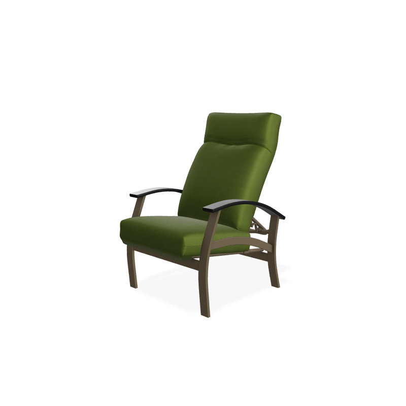 Chaise de patio inclinable avec coussins Askar, Toile Sunbrella® beige chiné, Bois de plage texturé, Noir P70