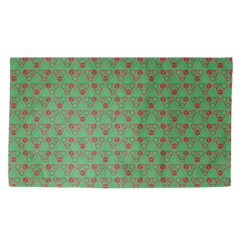 Tapis vert/rouge fait main, Rectangle 3 pi x 5 pi