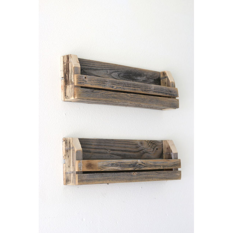 Surbit 2 Piece Pine Floating Shelf, Natural