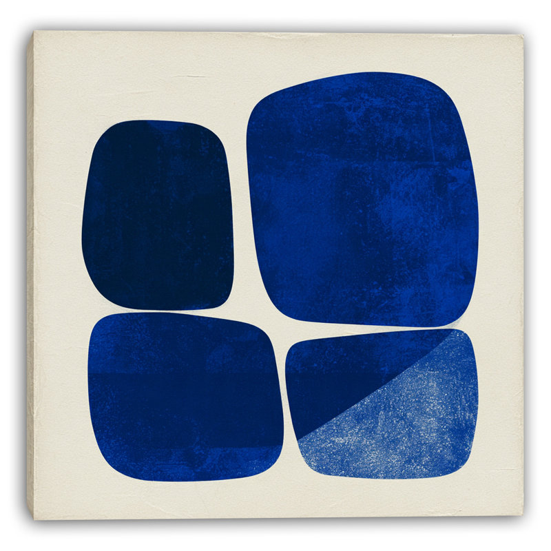 Art géométrique bleu I, toile tendue, H 40 po x l 40 po