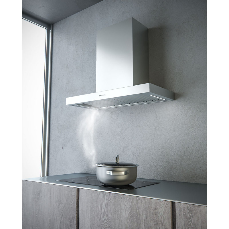Hotte de cuisine murale convertible 1 100 pieds cubes par minute avec lumière incluse Sirius Silver, L 48 po x P 24 po