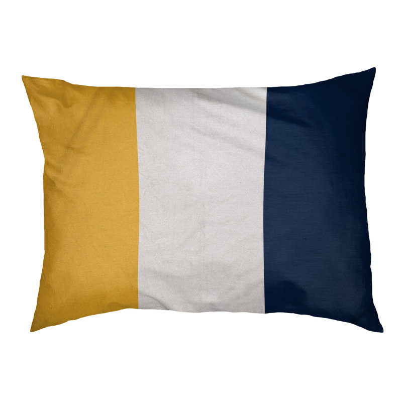 Coussin rectangulaire designer Los Angeles, Petit (L 18 po x l 28 po), Or / blanc / bleu