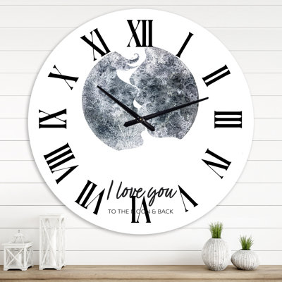 Romantic Moon Kiss of Two Lovers Modern wall clock Romantic Moon Kiss of Two Lovers Modern wall clock