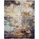 Abstract Area Rug in Ivory/Blue/Gold