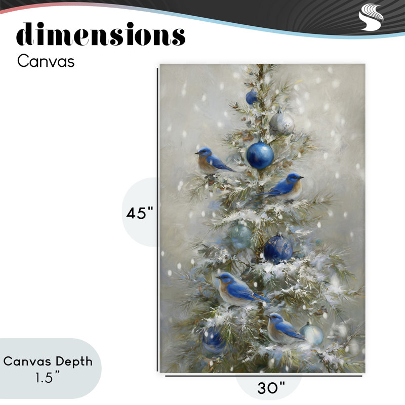 Toile d'arbre de Noël oiseau bleu, design par Tina LeCour, H 45 po x l 30 po