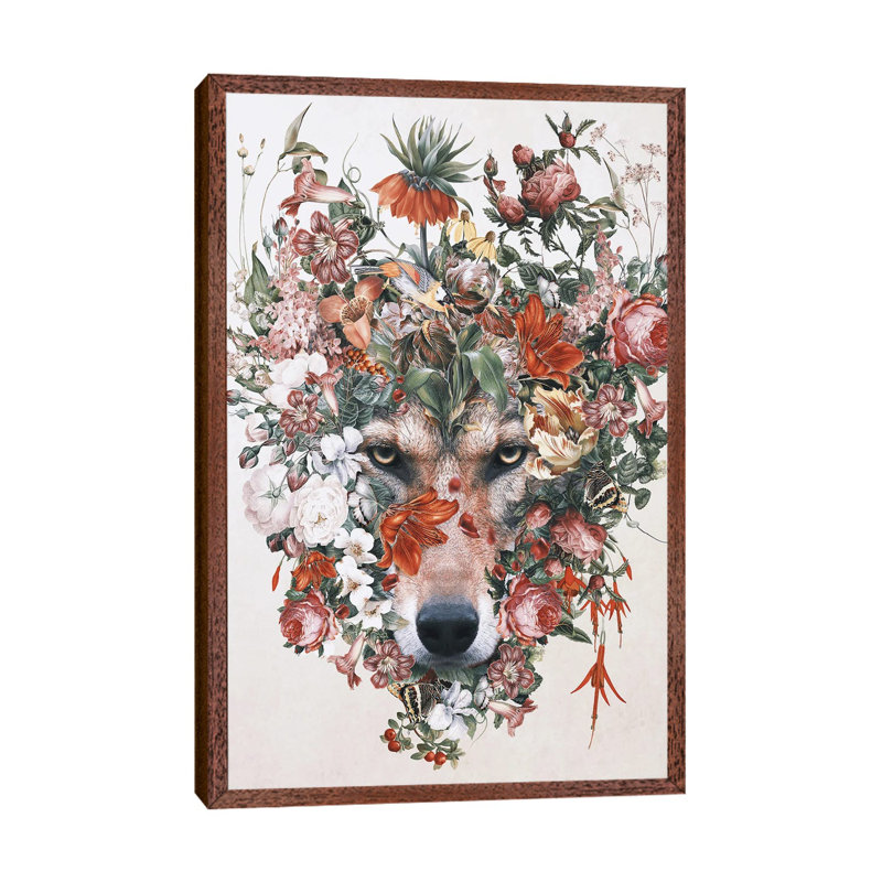 Flower Wolf by Riza Peker - Gallery-Wrapped Canvas Giclée on Canvas, Wood Framed, 66.04 cm H x 45.72 cm W