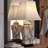 Hand-Painted Cherry Blossom Porcelain Table Lamp With Square Bell Shade And UL-Approved Wiring