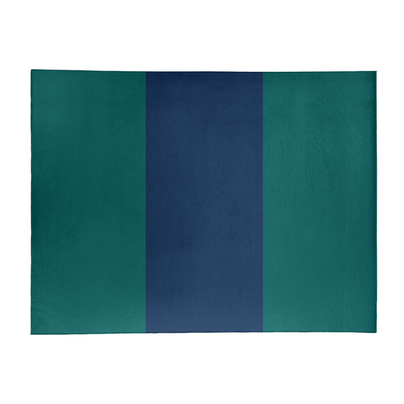 Tapis vert/bleu marine tissé à plat Seattle, Rectangle 9 pi x 12 pi