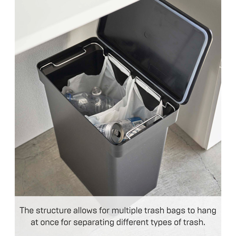 Black Plastic Airtight Rolling Kitchen Trash Can