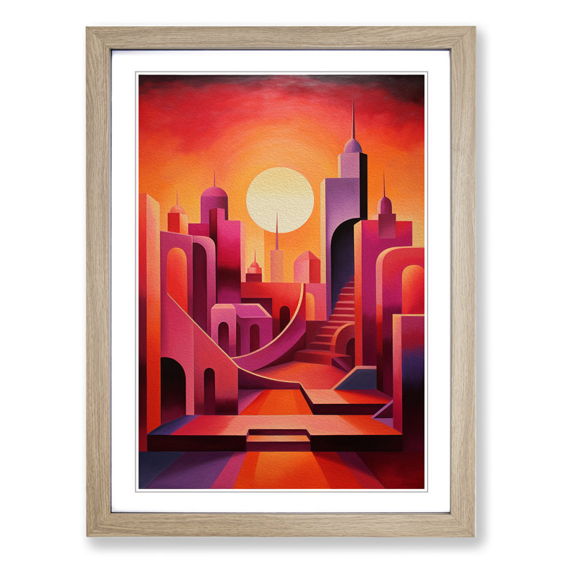 Single Picture Frame Print on Wood, Oak Framed, 64cm H x 46cm W