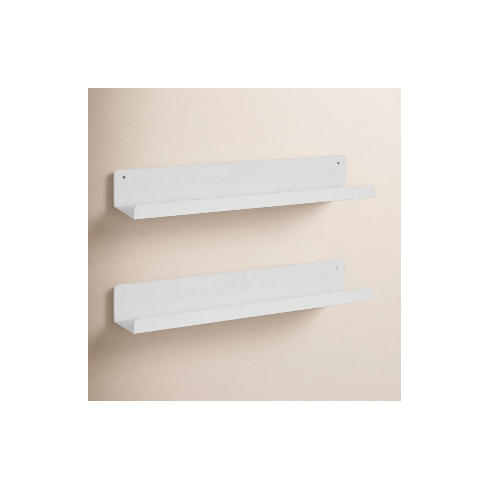 Tara 23.75" W Metal Rectangle Floating Shelves, White, 3.25" H x 23.75" W x 4.5" D