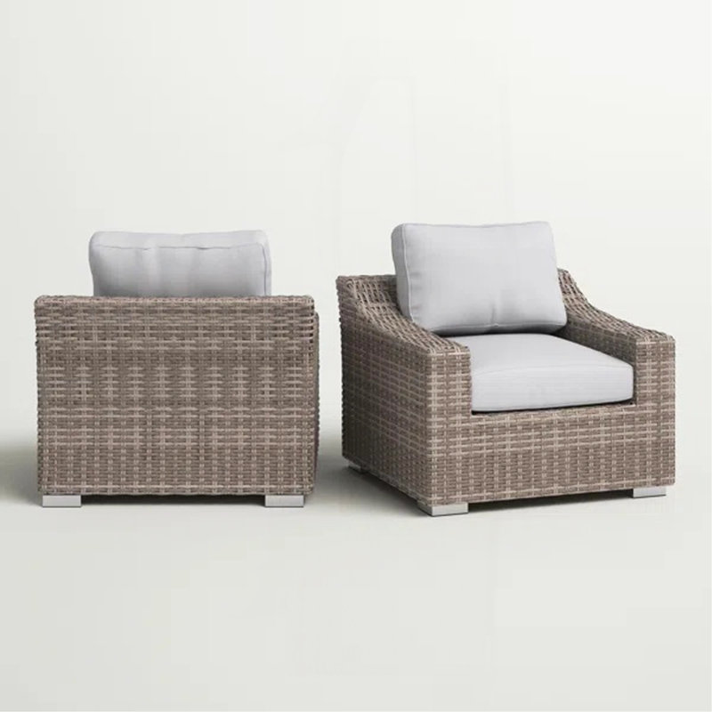 Chaise de patio avec coussins 2, Mélange de gris