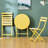 3 Patio Bistro , Yellow - Metal Chairs And Table With Foldable Function For Decks 3 Piece Outdoor Relaxation