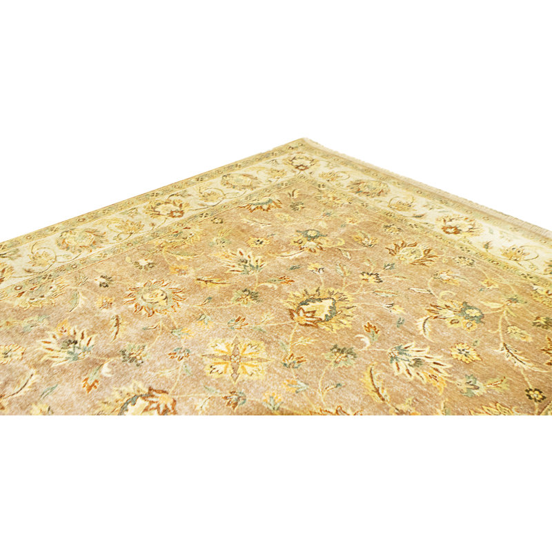 Tapis chameau et ivoire noué à la main de haute qualité