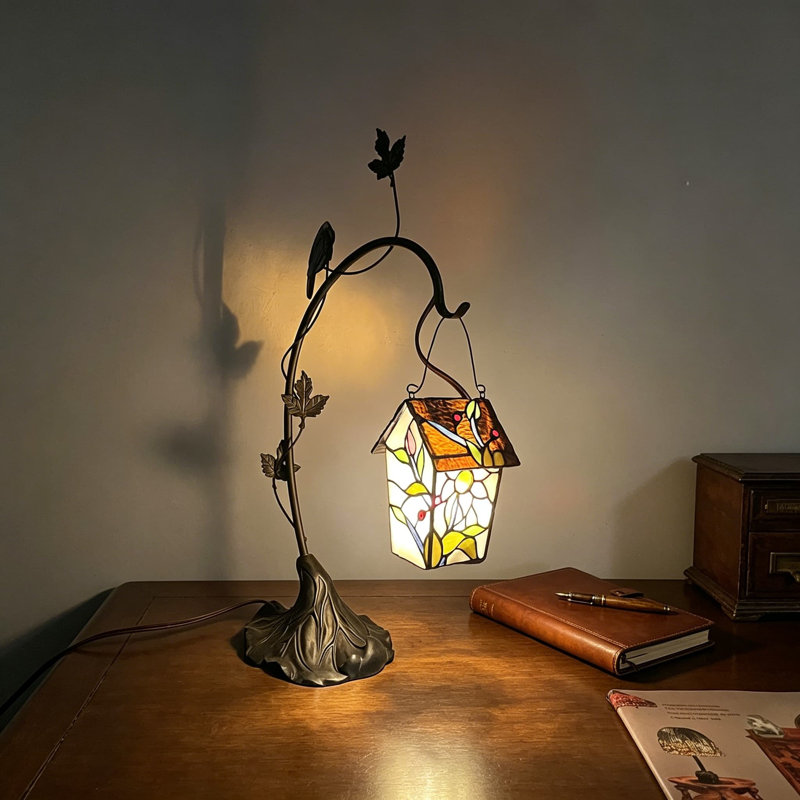 Lampe de table en verre coloré faite à la main pour abri de jardin Tiffany