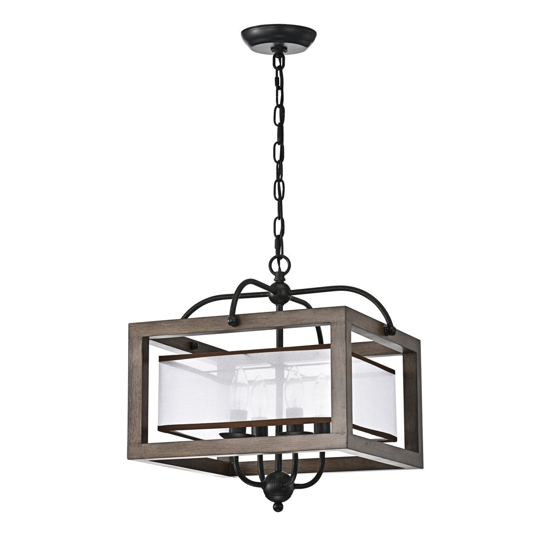 Nikolas 4 - Light Lantern Square Pendant with Wrought Iron Accents Laurel Foundry Modern Farmhouse®