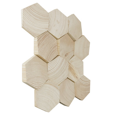 Carreau de mosaïque en bois nid d'abeille moyen l 11 7/8 po x H 11 7/8 po x P 1/2 po
