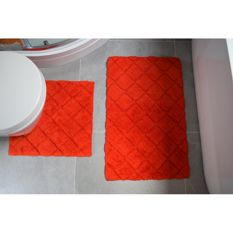 Hittner 100% Cotton Bath Mat, Red