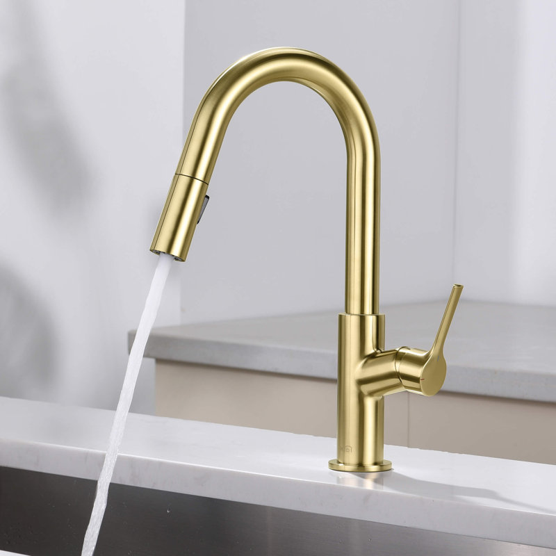 KIBI Fusion Pull Down Kitchen Faucet, Brushed Gold