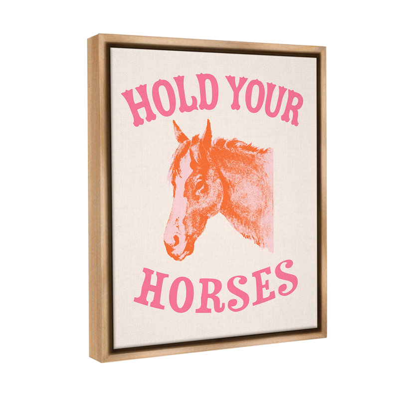«Hold Your Horses Expression Floater Frame» par Victoria Barnes sur toile, Cadre flottant orme Montalcino, H 21 po x l 17 po