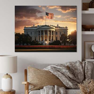 USA White House Elegance Building Framed On Canvas Print