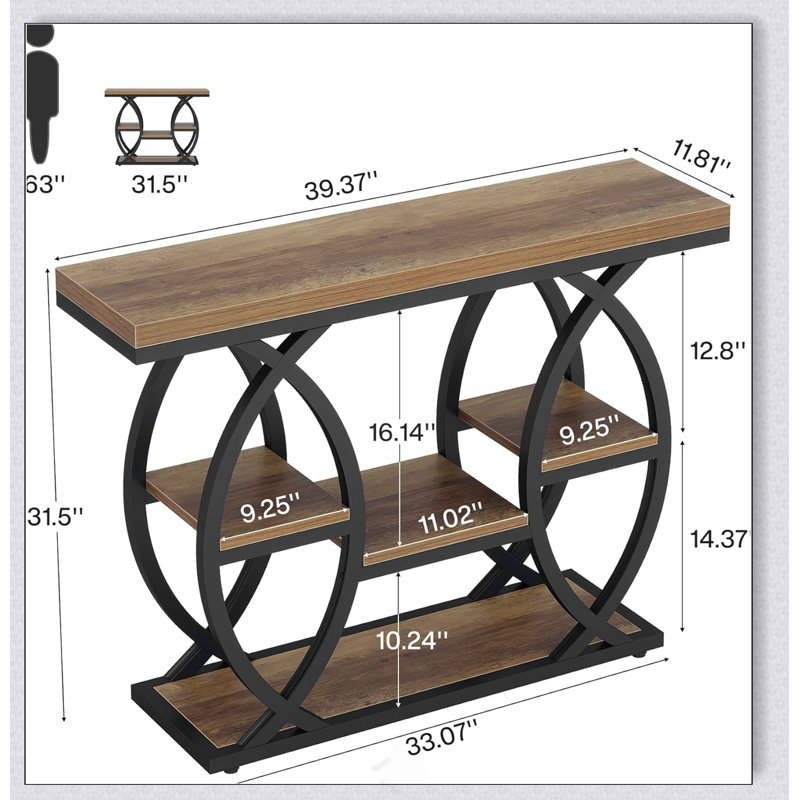 Table d'entrée classique, console pratique, table de canapé stable, Brun