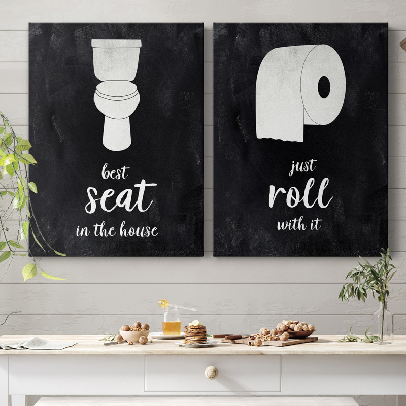 " Best Seat " 2 - Pieces, 12" H x 16" W x 1" D, Wrapped Canvas, No Mat