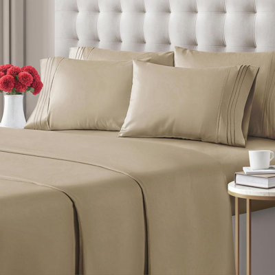 6 Piece Sheet Set, Soft Cooling Bed Sheets, Breathable & Wrinkle Free, Hotel Luxury Bedding